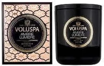 Voluspa Ambre Lumiere Classic Candle | 60 Hour Burn Time | Natural Wicks for a Clean Burn | Vegan | Poured in The USA