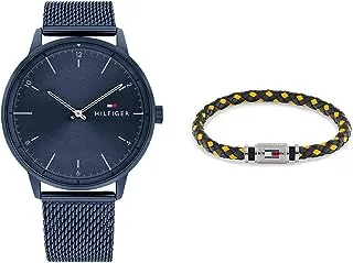 Hendrix Men'S Blue Dial Watch - 1791841 + Tommy Hilfiger Men'S Ar Leather Bracelet - 2790455