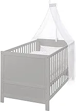 roba Combination Cot Bed, 70 x 140 cm, Grey, Adjustable to 3 Positions, Convertible to Junior Bed, Taupe