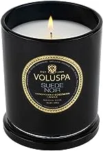 Voluspa Suede Noir Classic Candle | 60 Hour Burn Time | Natural Wicks for a Clean Burn | Vegan | Poured in The USA