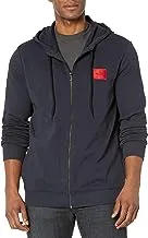 HUGO mens Regular Fit Square Logo Jersey Hooded Zip Up Sweatshirt Hooded Sweatshirt