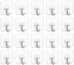 ECVV Adhesive Wall Hooks 15 Pcs, Transparent Strong Suction Hooks For Home Kitchen and Bathroom, Heavy Duty Nail Free Sticky Hangers with Hooks Utility Towel Bath Ceiling Hooks, Transparent