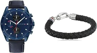 Parker Men Navy Dial Watch - 1791839 + Tommy Hilfiger Bracelet For Men, 2700510