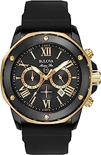 Bulova Men's Stainless Steel Analog-Quartz Watch with Silicone Strap, Black, 24 (Model: 98B278)