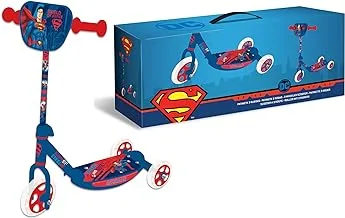 DC SUPERMAN 3 Wheel Learning Scooter - Self-Balancing 3 Wheeled Scooter for Kids Above 3yrs - Red & Blue