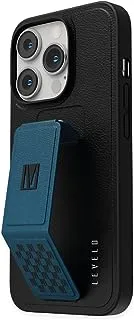 Levelo Morphix Gripstand PU Leather Case, iPhone 14 Pro Max, pacific blue