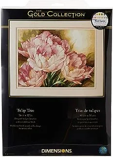 Dimensions Gold Collection Counted Cross Stitch Kit, Tulip Trio, 14 Count Ivory Aida, 16'' x 12''