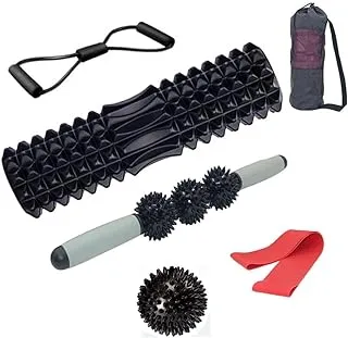 Joyzzz Foam Roller Set, 6 in 1 Foam Roller with Muscle Roller Stick, Massage Ball, Figure 8 Exercise Band and Resistance Band, Massage Roller Set for Physical Therapy Deep Tissue Massage