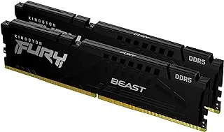 Kingston Technology Fury Beast 32GB (2x16GB) 5600MT/s DDR5 CL36 مجموعة ذاكرة سطح المكتب مكونة من 2 | معرض AMD | التوصيل والتشغيل | KF556C36BBEK2-32، أسود
