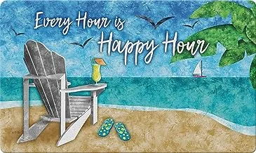 تولاند هوم جاردن ساعة سعيدة على الشاطئ 18 × 30 بوصة ممسحة أرضية استوائية مزخرفة - 800401