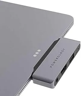 Powerology 4in1 USB-C Hub with HDMI, USB and AUX, Grey