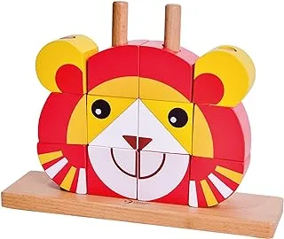 Hippychick Classic World - Wooden Lion Blocks Puzzle Set, Sorting and Stacking Development