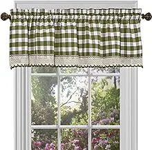 Buffalo Check Valance Window Curtains - 58 Inch Width, 14 Inch Length - Sage Green & Ivory White Plaid - Light Filtering Farmhouse Country Drapes for Bedroom Living & Dining Room by Achim Home Decor