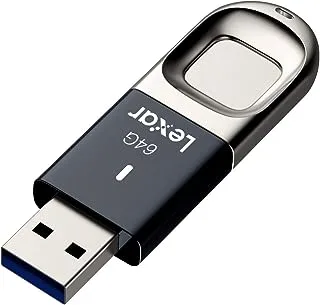 ليكسر LJDF35-64GBNL Jumpdrive Fingerprint F35 64 جيجابايت USB 3.0 فلاش درايف، أسود/فضي