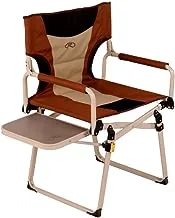 Kadi Outdoor Folding Director Chair with Side Table - Portable Camping Chair - High Back Design with Thicken Oxford Fabric and Padded Armrests - Foldable Lengthwise and Widthwise - Brown