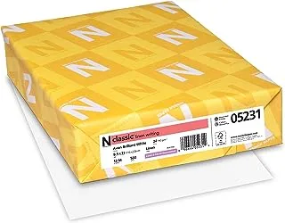 Neenah Classic Crest Paper ، 8.5 بوصة × 11 بوصة ، 24 رطلاً ، لمسة نهائية من الكتان ، Avon Brilliant White ، 500 ورقة (05231)