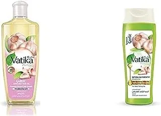 Vatika Naturals Garlic Enriched Hair Oil + Shampoo | Promotes Natural Hair Growth & Hair Strength | Super Value Bundle Pack - 300 ml + 400 ml