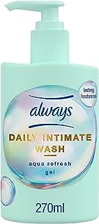 Always Daily Intimate Wash, Gel, Aqua Refresh, Lasting Freshness, 270 ml