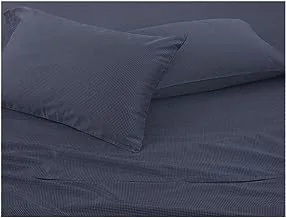 Calvin Klein Home Printed Twin Sheet Set of 4 Pieces - 1 Twin Flat Sheet,1 Deep Pocket Twin Fitted Sheet and 2 Pillowcases, 100% Cotton 300 Tc (Navy Blue)