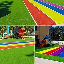 Yatai 20Mm Rainbow Runway Artificial Grass Carpet Fake Grass Mat - Realistic & Thick Turf Lawn Rug Carpet - Kids School Playground Area Garden Kindergarten Soccer Field Decoration (2 X 20 Meters)
