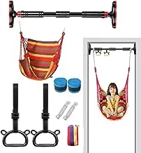 Pull Up Bar Doorway,Pullup Bar Chin Up Bar Home Gym Equipment with Locking,Adjustable Width,Non-Slip Exercise Rings,With Hammock,No Screw Workout Bars for Adults Kids 330LBS