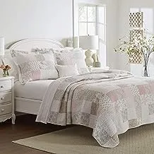 Laura Ashley Home - Twin Quilt Set, Cotton Reversible Bedding with Matching Sham, Home Decor Ideal for All Seasons (Celina Patchwork Pink/Sage, Twin)
