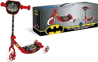 DC BATMAN 3 Wheel Learning Scooter - Self-Balancing 3 Wheeled Scooter for Kids Above 3yrs - Red & Black
