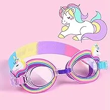Kids Swim Goggles, Anti Fog No Leak UV Protection Wide View Swim Goggles,Children's Diving goggles Summer Pool Water Play Game Accessorise for Age 3-16 Boys Girls (Unicorn)