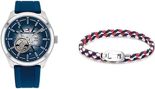 Oliver Men'S Blue Dial Automatic Watch - 1791885 + Tommy Hilfiger Minimalist Family, Men'S Bracelet - 2790387- Multicolour