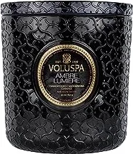 Voluspa Ambre Lumiere Luxe Candle | 80 Hour Burn Time | Natural Wicks for a Clean Burn | Vegan | Poured in The USA