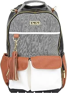 Itzy Ritzy Diaper Bag - Large Capacity Boss Backpack Diaper Bag Featuring Bottle Pockets, Changing Pad, Stroller Clips & Comfortable Straps, Coffee And Cream