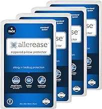 Set of 4 King AllerEase Pillow Protectors - Moisture Wicking, Advanced Allergy Protection - Premium Polyester, Zippered Protectors