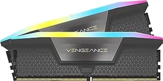 ذاكرة الوصول العشوائي CORSAIR VENGEANCE RGB DDR5 بسعة 64 جيجابايت (2 × 32 جيجابايت) وسرعة 5600 ميجاهرتز CL40 AMD EXPO iCUE المتوافقة مع ذاكرة الكمبيوتر - رمادي (CMH64GX5M2B5600Z40K)