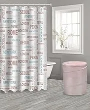 Saudi Ceramics NWAKTH QIWEN-119 Shower Curtain 3-Pieces Set, Pink