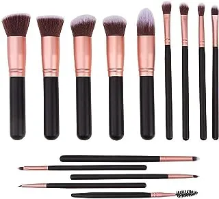 Set of 14 Makeup Brush, YOMYM Cosmetic Brushes Eyeliner Eye Shadow Blush Brushes, Premium Synthetic Powder Makeup Foundation, Makeup Brush, Rose Gold