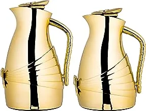 Al Saif 2 Pieces Coffee And Tea Vacuum Flask Set,Size:1.0/0.7 Liter,Colour:Gold