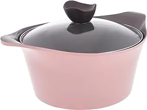 Neoflam Aeni Ceramic Pot with Glass Lid, 24 cm Size, Pink