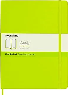 دفتر ملاحظات كلاسيكي من مولسكين، غطاء ناعم، XL (7.5 بوصة × 9.5 بوصة) عادي/فارغ، أخضر ليموني، 192 صفحة