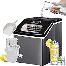 Countertop Ice Cube Maker, Fast Ice Making(25kg 30kg/24H), once /24 ice, Touch Screen Control Panel, Auto Self-Cleaning, 3 Ways to Add Water, With Ice shovel + ice crusher,A-25K