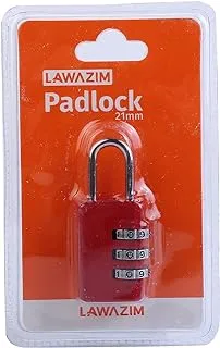 Lawazim Combination Padlock 21 millimeter 3 Piece Red Tools & Home Improvement Hardware Padlocks Hasps Combination Padlocks Luggage Locks Red, 21mm, BUN1437