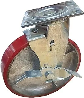 PLASTIC COATED MOVABLE WHEEL WITH BRAKE - SIZE 8 INCHES