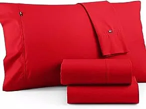 Tommy Hilfiger T200 Solid SHEETING TH Signature, QUEEN, Red