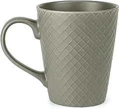 Shallow 380ml Porcelain Ceramic Cup coffee tea Mug Embossed Diamond Print Pattern Tassen – 9x10cm Bandicoot Green color