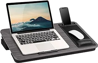 LapGear Elevation Pro Lap Desk مع مسند جل للمعصم ، وسادة ماوس ، ووسادة معززة - حبيبات خشبية رمادية - تناسب أجهزة الكمبيوتر المحمولة حتى 17.3 بوصة - طراز رقم 88105