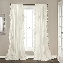 Lush Decor White Reyna Window Panel Curtain Set for Living, Dining Room, Bedroom (Pair), 108” x 54”, 108