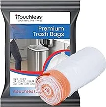 iTouchless Tall Trash Bags, Fits 13 Gal, 14 Gal, 15 Gal, and 16 Gallon Garbage Cans, 40 Count, Extra-Large Strong Bathroom Kitchen Bin Liners, for Rubbish Recycling Compost in the Home, Office, Clear