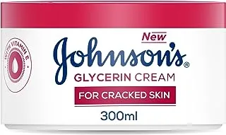 Johnson’s Glycerin Cream for Cracked Skin, 300ml, Enriched with Vitamin E, for Dry and Cracked Areas, Soothing and Repairing Formula, Helps to Relieve Cracked and Dry Skin in Just One Application