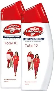 Lifebuoy Antibacterial Body Wash and Shower Gel, for good hygiene, Total 10, 100% stronger germ protection*, 300ml (Pack of 2)