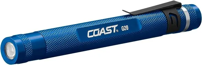COAST® G20 Inspection Beam LED Penlight with Adjustable Pocket Clip and Consistent Edge-To-Edge Brightness, Blue, 54 lumens