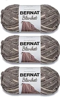 Bernat Blanket Silver Steel Yarn - 3 Pack of 150g/5.3oz - Polyester - 6 Super Bulky - 108 Yards - Knitting, Crocheting, Crafts & Amigurumi, Chunky Chenille Yarn